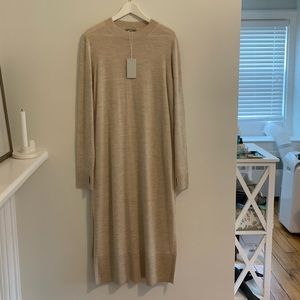 NWT Cos Beige Long Wool-Knit Dress Size M